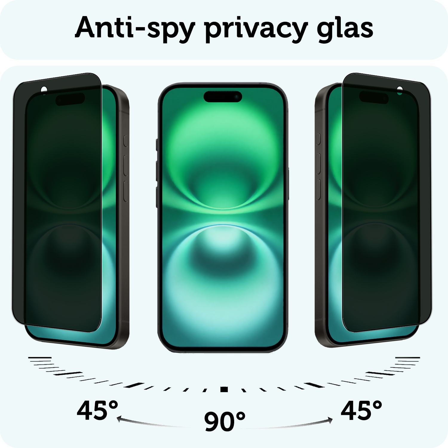 Forterra Screenprotector Geschikt voor iPhone 16 Plus Privacy Screenprotector Glas Gehard Full Cover - Screen Protector Geschikt voor iPhone 16 Plus Screenprotector Privacy Anti-Spy - 2 PACK
