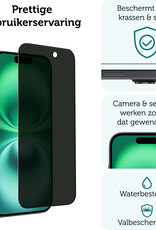 Forterra Screenprotector Geschikt voor iPhone 16 Plus Privacy Screenprotector Glas Gehard Full Cover - Screen Protector Geschikt voor iPhone 16 Plus Screenprotector Privacy Anti-Spy - 3 PACK