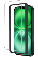 BASEY. Screenprotector Geschikt voor iPhone 16 Screenprotector Met Frame Tempered Glass - Screenprotector Geschikt voor iPhone 16 Beschermglas Met Installatie Frame Screen Protector Glas