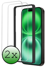 BASEY. Screenprotector Geschikt voor iPhone 16 Screenprotector Met Frame Tempered Glass - Screenprotector Geschikt voor iPhone 16 Beschermglas Met Installatie Frame Screen Protector Glas - 2 Stuks