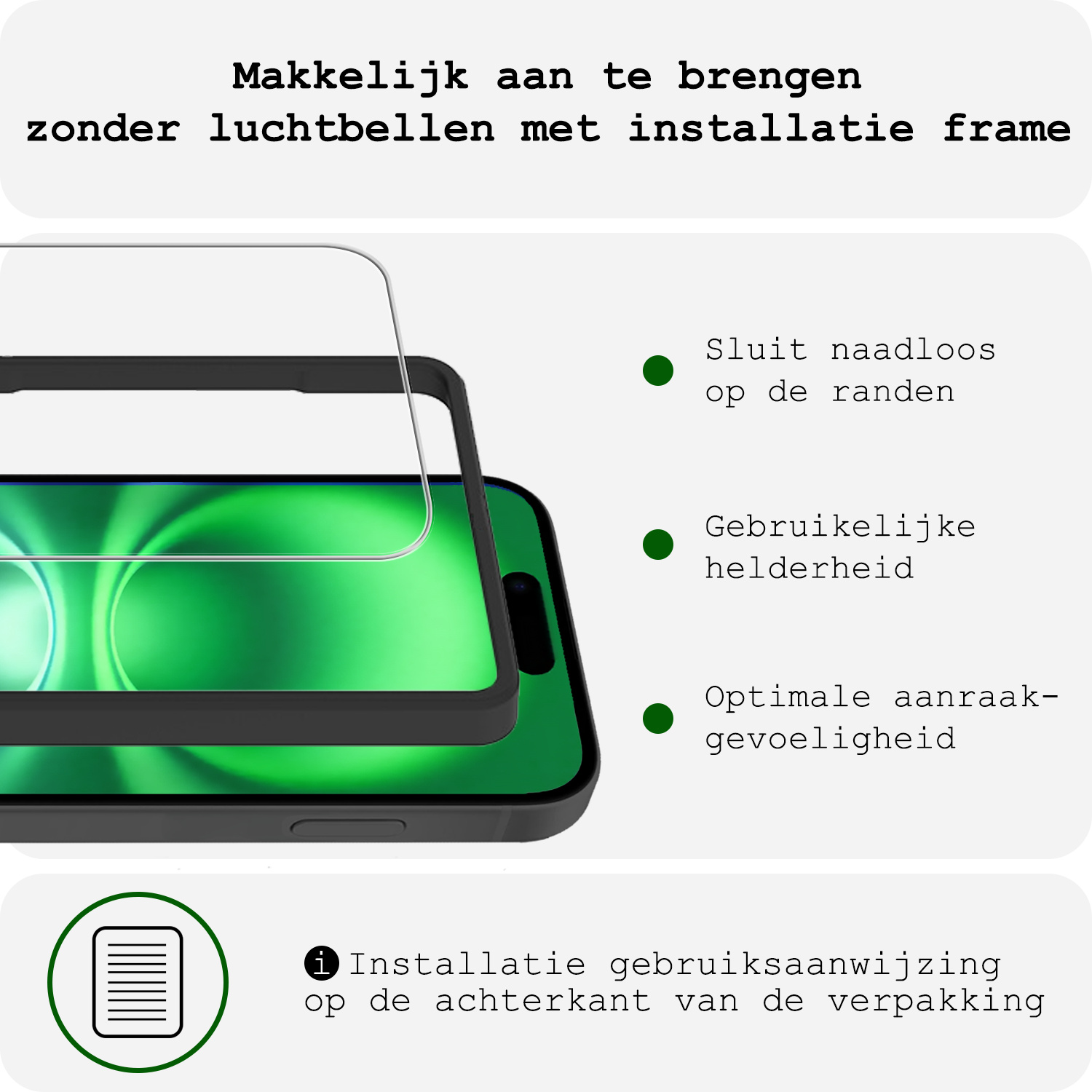 BASEY. Screenprotector Geschikt voor iPhone 16 Screenprotector Met Frame Tempered Glass - Screenprotector Geschikt voor iPhone 16 Beschermglas Met Installatie Frame Screen Protector Glas - 2 Stuks