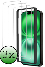 BASEY. Screenprotector Geschikt voor iPhone 16 Plus Screenprotector Met Frame Tempered Glass - Screenprotector Geschikt voor iPhone 16 Plus Beschermglas Met Installatie Frame Screen Protector Glas - 3 Stuks