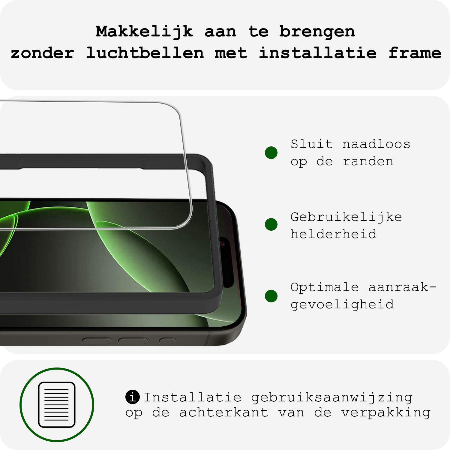 BASEY. Screenprotector Geschikt voor iPhone 16 Pro Screenprotector Met Frame Tempered Glass - Screenprotector Geschikt voor iPhone 16 Pro Beschermglas Met Installatie Frame Screen Protector Glas