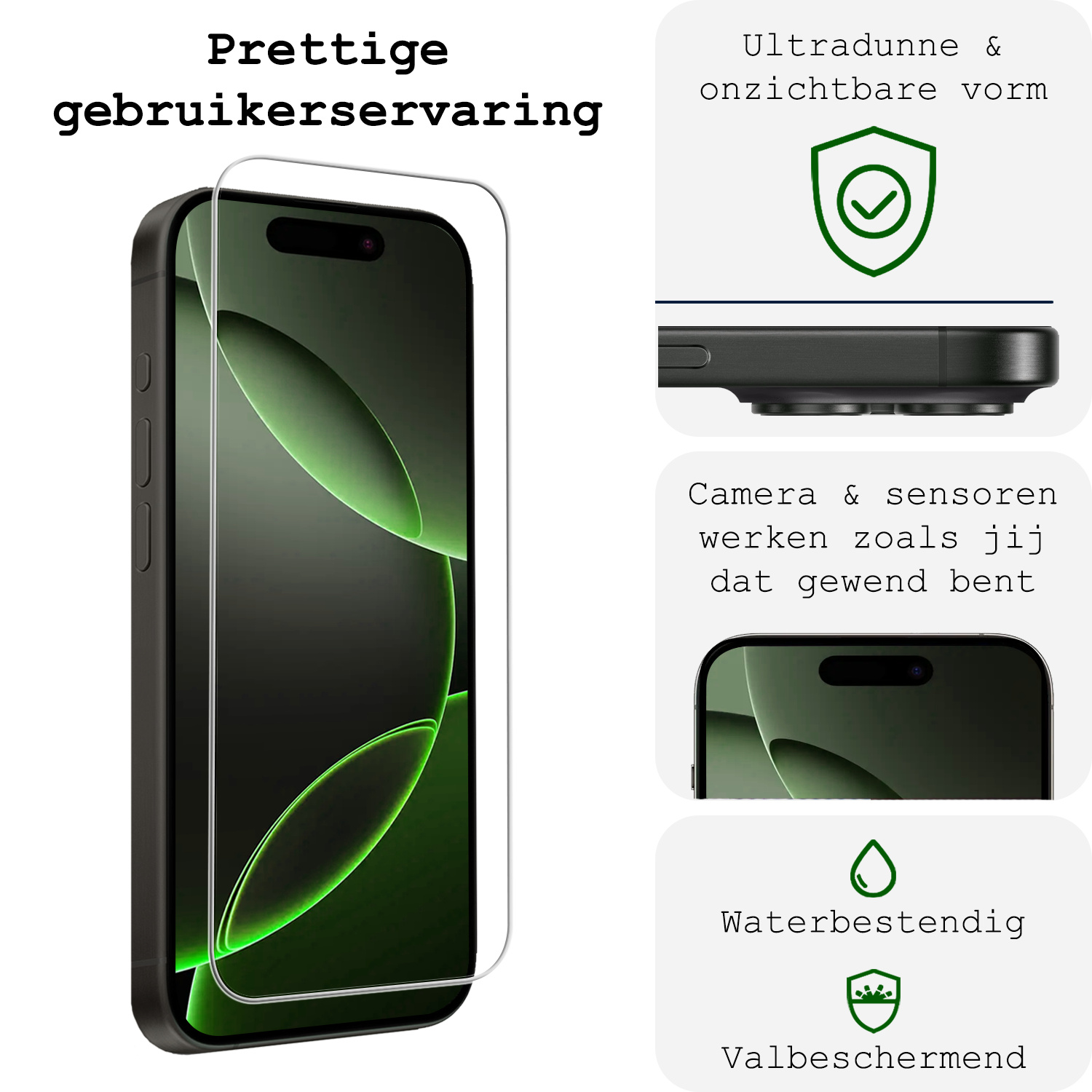 BASEY. Screenprotector Geschikt voor iPhone 16 Pro Screenprotector Met Frame Tempered Glass - Screenprotector Geschikt voor iPhone 16 Pro Beschermglas Met Installatie Frame Screen Protector Glas