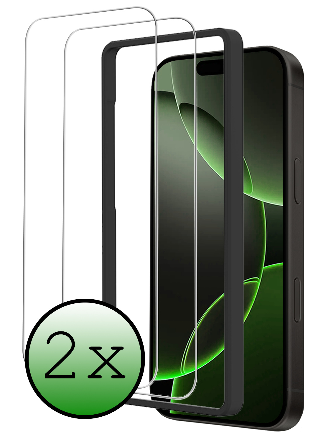 BASEY. Screenprotector Geschikt voor iPhone 16 Pro Screenprotector Met Frame Tempered Glass - Screenprotector Geschikt voor iPhone 16 Pro Beschermglas Met Installatie Frame Screen Protector Glas - 2 Stuks