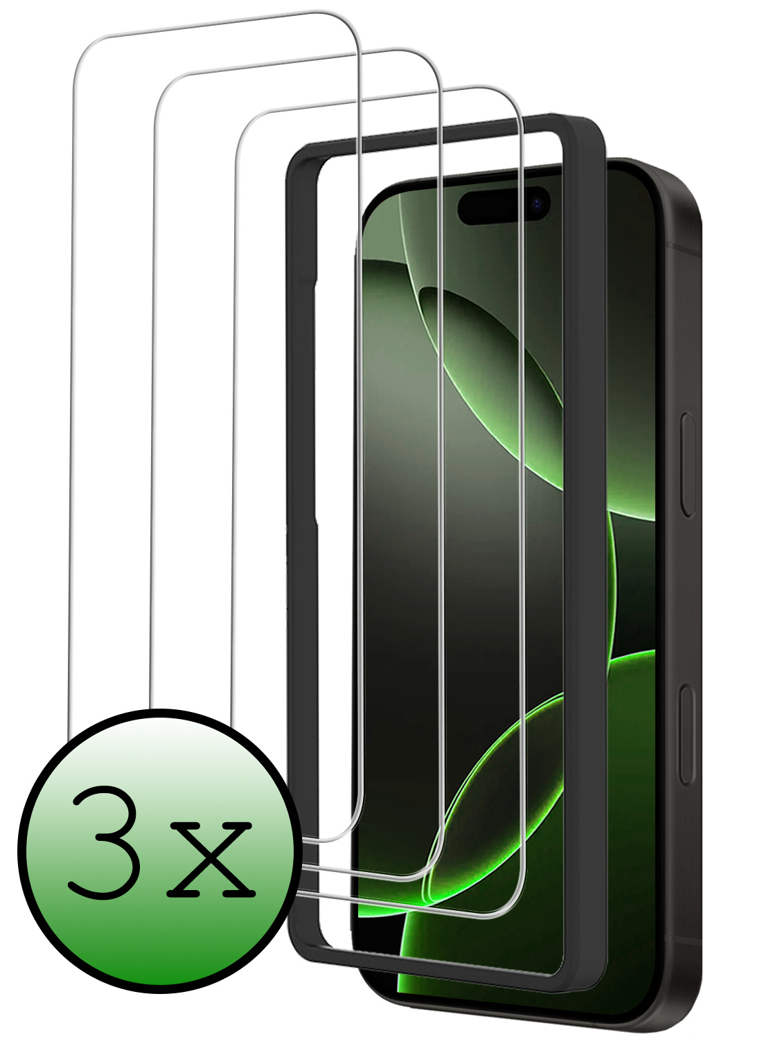 BASEY. Screenprotector Geschikt voor iPhone 16 Pro Max Screenprotector Met Frame Tempered Glass - Screenprotector Geschikt voor iPhone 16 Pro Max Beschermglas Met Installatie Frame Screen Protector Glas - 3 Stuks