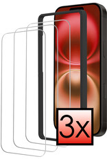 NoXx Screenprotector Geschikt voor iPhone 16 Screenprotector Met Montage Frame Tempered Glass Gehard Glas Beschermglas Met Installatie Kit - 3x
