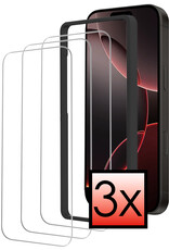 NoXx Screenprotector Geschikt voor iPhone 16 Pro Screenprotector Met Montage Frame Tempered Glass Gehard Glas Beschermglas Met Installatie Kit - 3x