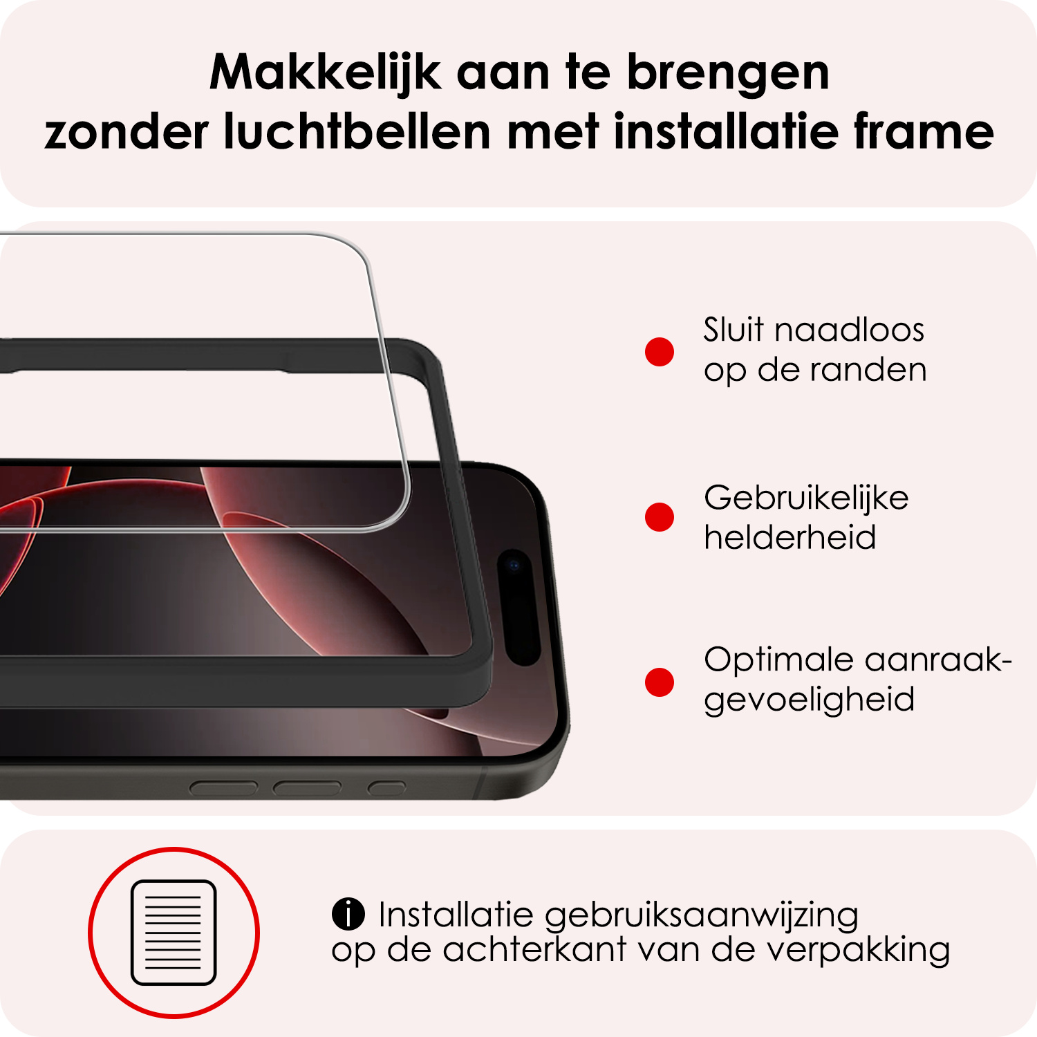 NoXx Screenprotector Geschikt voor iPhone 16 Pro Screenprotector Met Montage Frame Tempered Glass Gehard Glas Beschermglas Met Installatie Kit - 3x