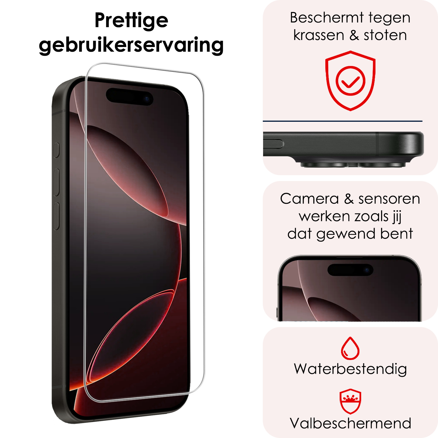 NoXx Screenprotector Geschikt voor iPhone 16 Pro Max Screenprotector Met Montage Frame Tempered Glass Gehard Glas Beschermglas Met Installatie Kit