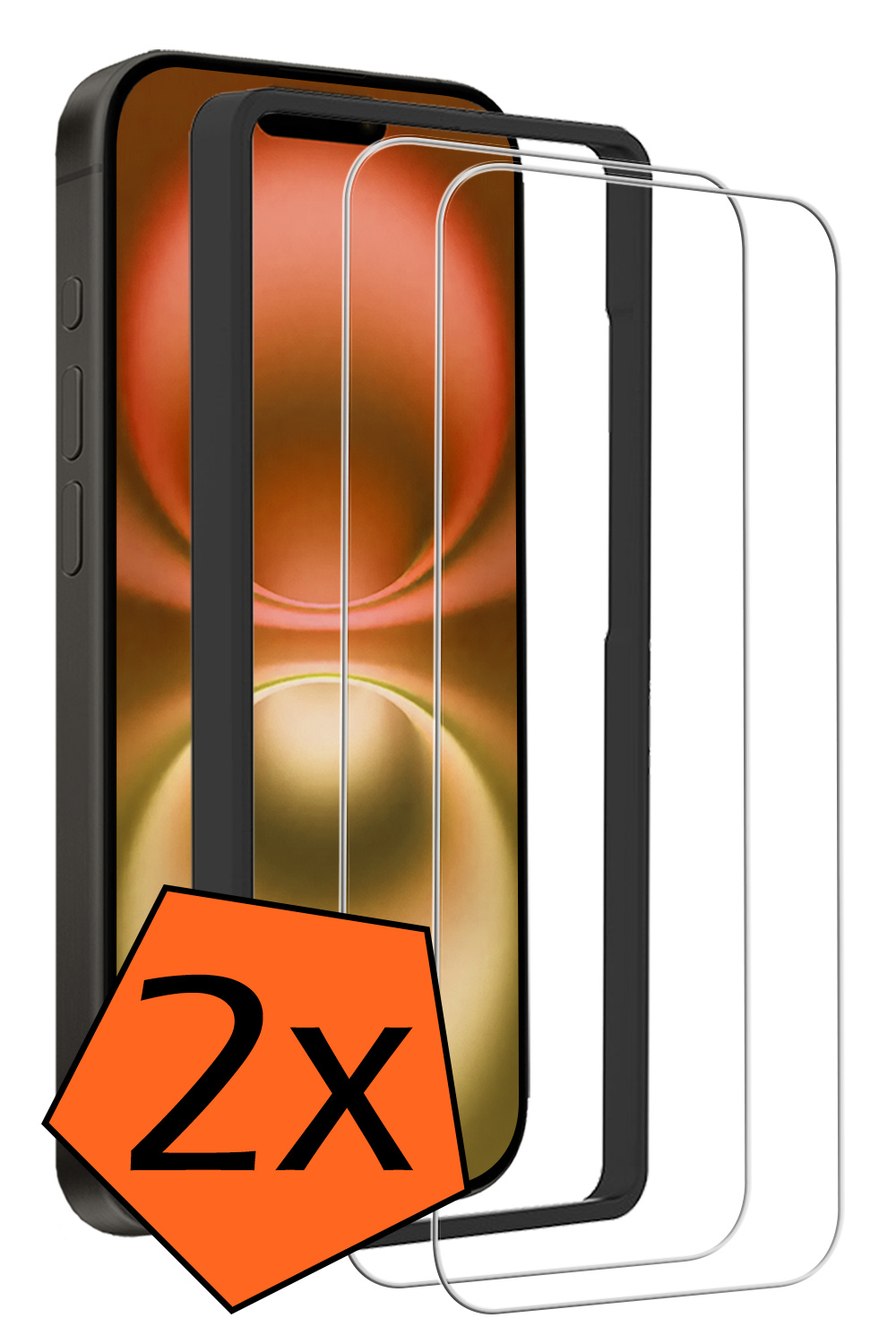 Nomfy Screenprotector - Geschikt voor iPhone 16 Screenprotector Met Frame Bescherm Glas Tempered Glass - Screenprotector Geschikt voor iPhone 16 Screen Protector Met Installatie Tool - 2 PACK
