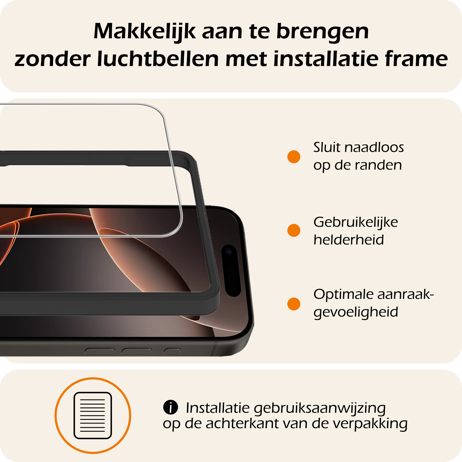 Nomfy Screenprotector - Geschikt voor iPhone 16 Pro Screenprotector Met Frame Bescherm Glas Tempered Glass - Screenprotector Geschikt voor iPhone 16 Pro Screen Protector Met Installatie Tool