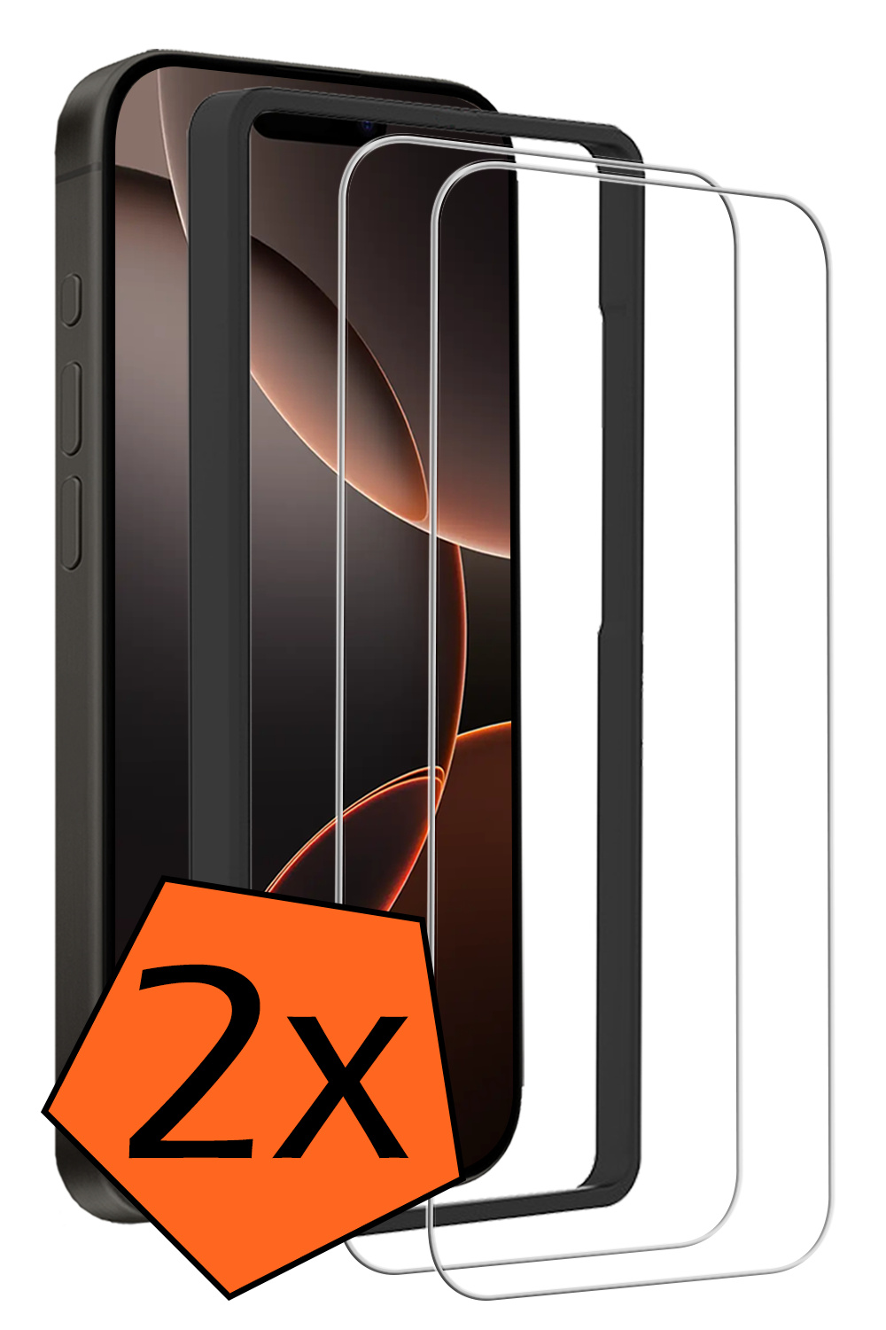 Nomfy Screenprotector - Geschikt voor iPhone 16 Pro Screenprotector Met Frame Bescherm Glas Tempered Glass - Screenprotector Geschikt voor iPhone 16 Pro Screen Protector Met Installatie Tool - 2 PACK