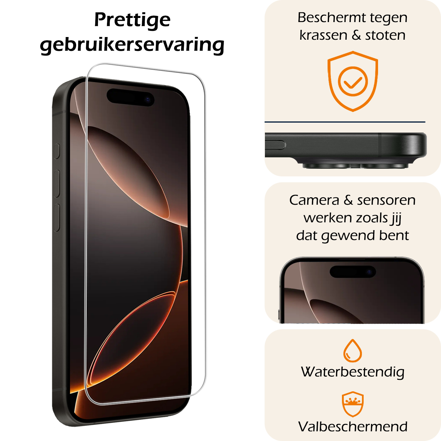 Nomfy Screenprotector - Geschikt voor iPhone 16 Pro Max Screenprotector Met Frame Bescherm Glas Tempered Glass - Screenprotector Geschikt voor iPhone 16 Pro Max Screen Protector Met Installatie Tool