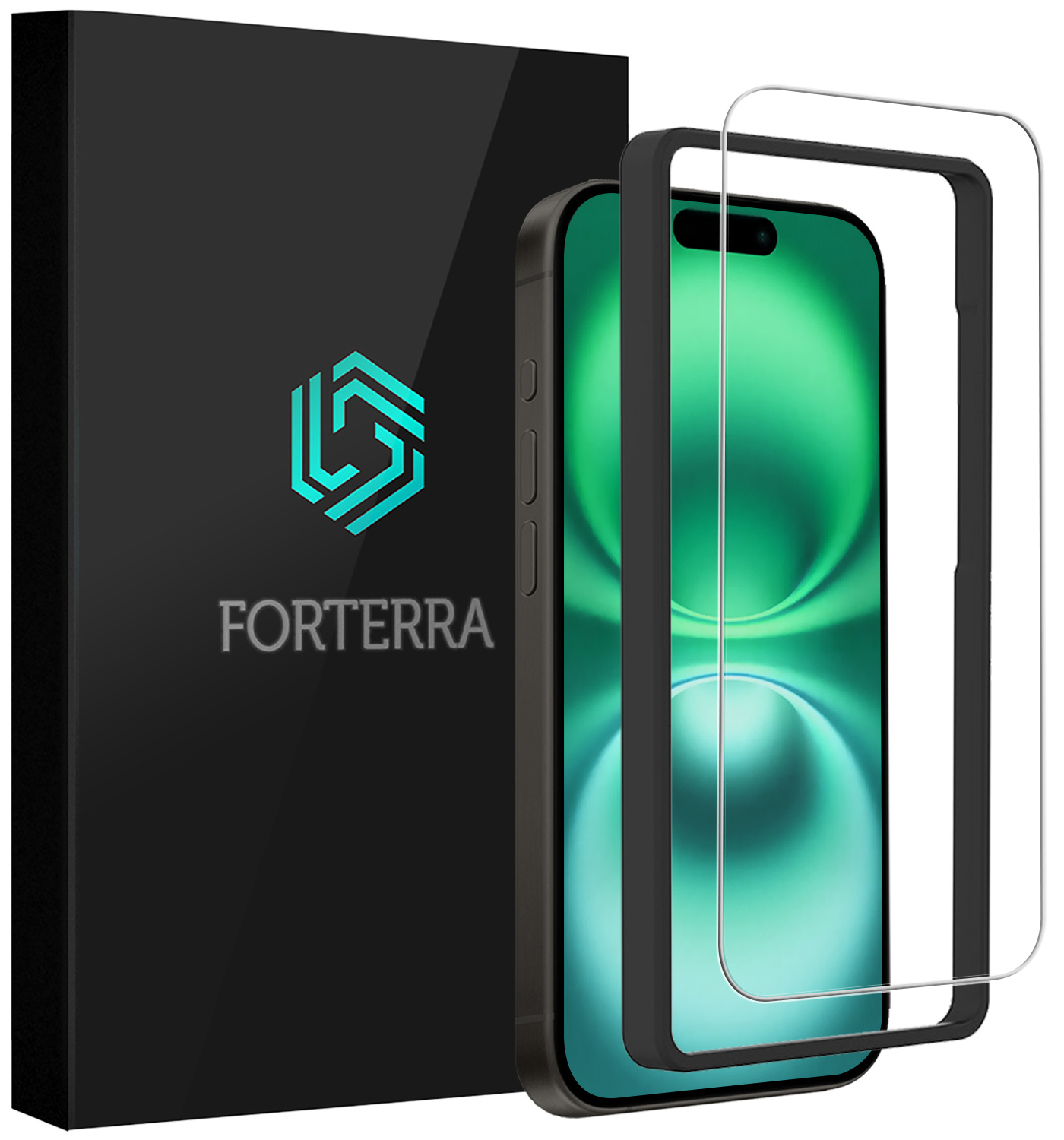 Forterra Screenprotector Geschikt voor iPhone 16 Screenprotector Met Montage Frame Glas Gehard Screen Cover - Screen Protector Geschikt voor iPhone 16 Screenprotector Met Frame Tempered Glass