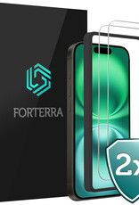 Forterra Screenprotector Geschikt voor iPhone 16 Screenprotector Met Montage Frame Glas Gehard Screen Cover - Screen Protector Geschikt voor iPhone 16 Screenprotector Met Frame Tempered Glass -2 PACK
