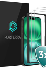 Forterra Screenprotector Geschikt voor iPhone 16 Screenprotector Met Montage Frame Glas Gehard Screen Cover - Screen Protector Geschikt voor iPhone 16 Screenprotector Met Frame Tempered Glass -3 PACK