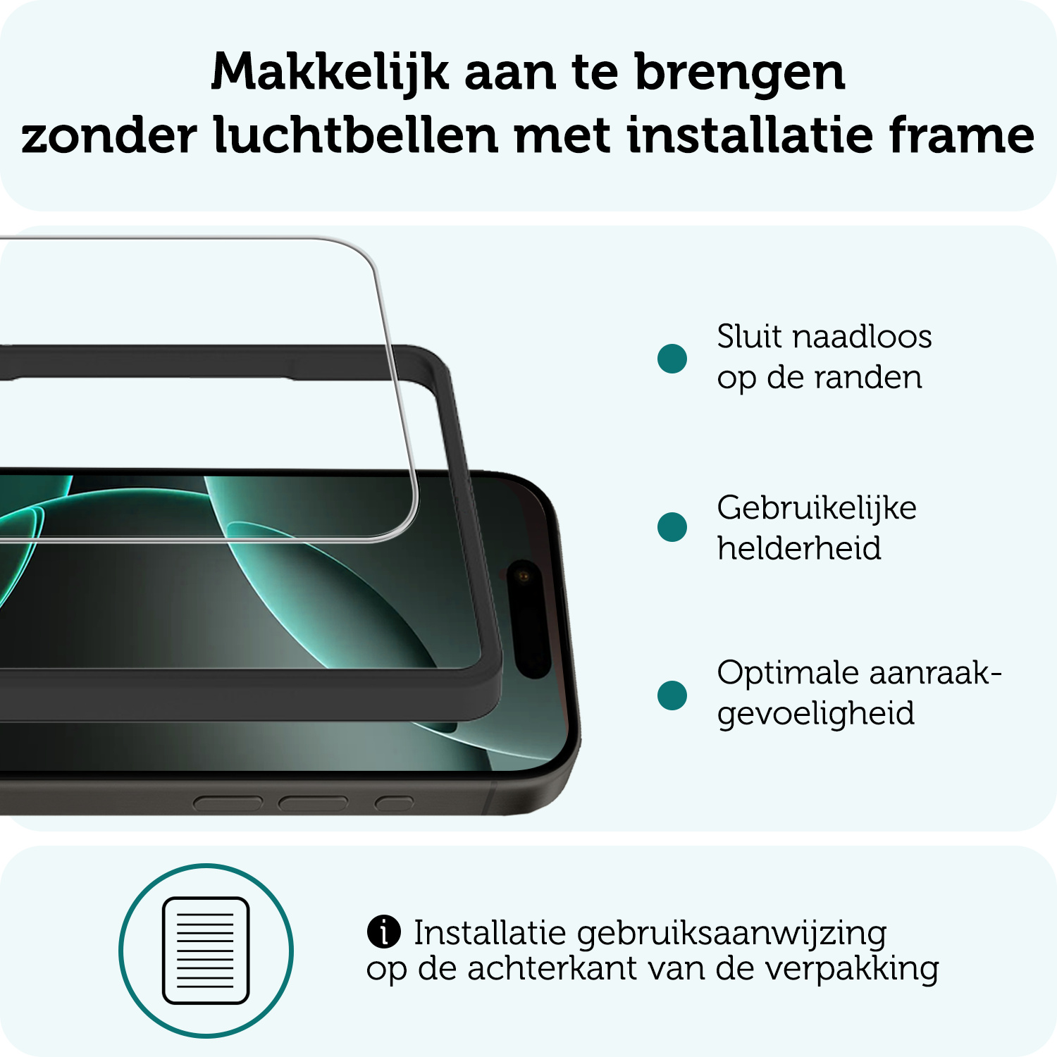 Forterra Screenprotector Geschikt voor iPhone 16 Pro Screenprotector Met Montage Frame Glas Gehard Screen Cover - Screen Protector Geschikt voor iPhone 16 Pro Screenprotector Met Frame Tempered Glass