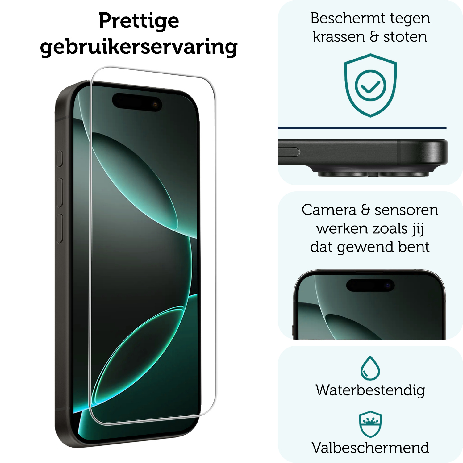 Forterra Screenprotector Geschikt voor iPhone 16 Pro Screenprotector Met Montage Frame Glas Gehard Screen Cover - Screen Protector Geschikt voor iPhone 16 Pro Screenprotector Met Frame Tempered Glass