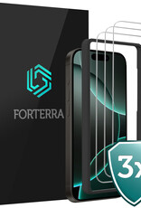 Forterra Screenprotector Geschikt voor iPhone 16 Pro Screenprotector Met Montage Frame Glas Gehard Screen Cover - Screen Protector Geschikt voor iPhone 16 Pro Screenprotector Met Frame Tempered Glass -3 PACK