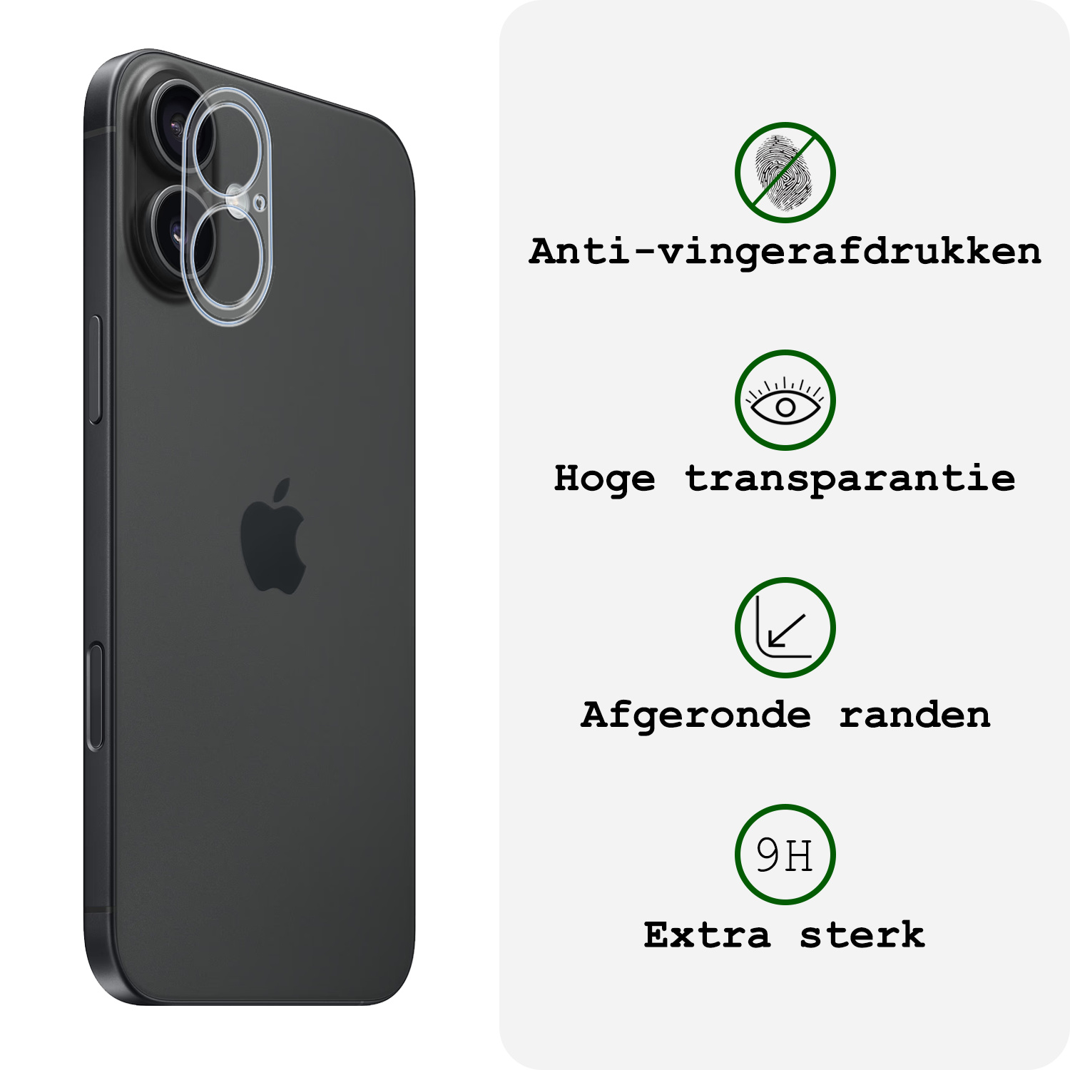 BASEY. Screenprotector Geschikt voor iPhone 16 Plus Camera Screenprotector Tempered Glass Beschermglas Camera - Screenprotector Geschikt voor iPhone 16 Plus Camera Screen Protector - 2 Stuks
