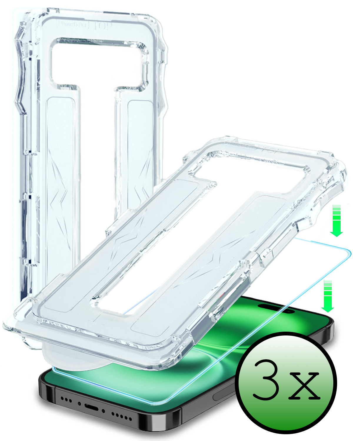 BASEY. Screenprotector Geschikt voor iPhone 16 Screenprotector Met Montage Frame Beschermglas Full Cover - Screenprotector Geschikt voor iPhone 16 Screen Protector Met Installatie Kit Full Cover - 3 Stuks