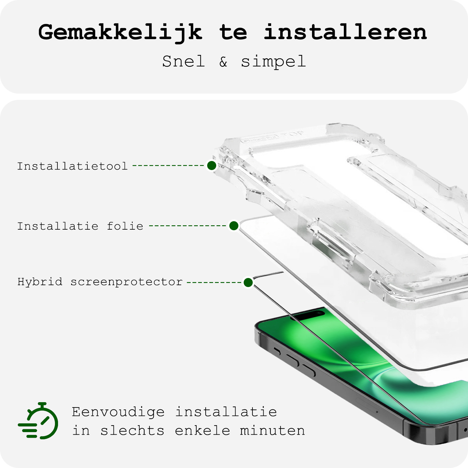 BASEY. Screenprotector Geschikt voor iPhone 16 Plus Screenprotector Met Montage Frame Beschermglas Full Cover - Screenprotector Geschikt voor iPhone 16 Plus Screen Protector Met Installatie Kit Full Cover
