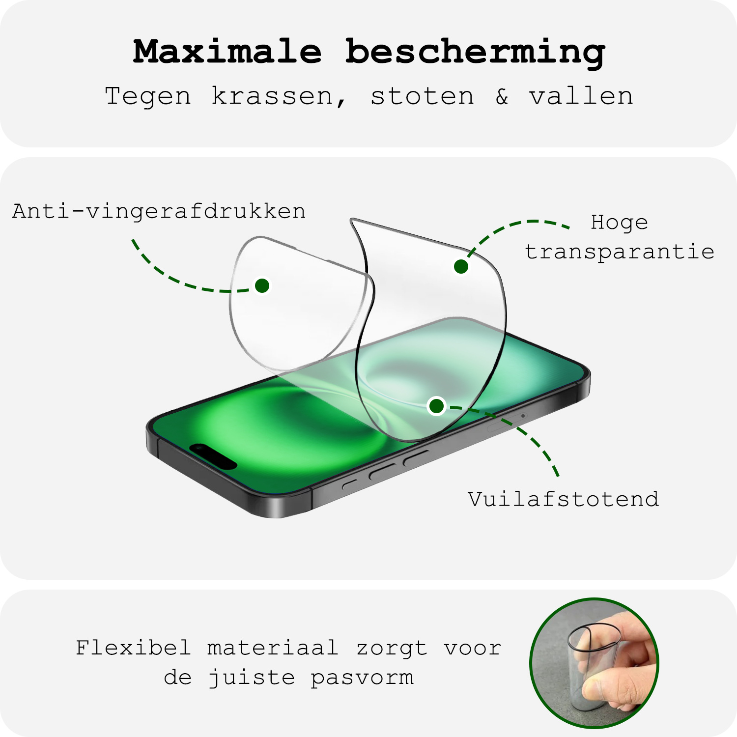 BASEY. Screenprotector Geschikt voor iPhone 16 Plus Screenprotector Met Montage Frame Beschermglas Full Cover - Screenprotector Geschikt voor iPhone 16 Plus Screen Protector Met Installatie Kit Full Cover