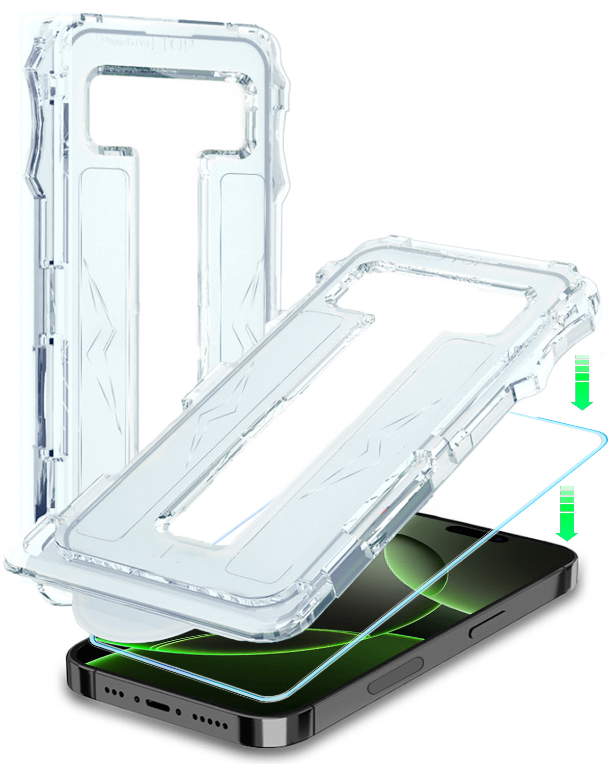 BASEY. Screenprotector Geschikt voor iPhone 16 Pro Screenprotector Met Montage Frame Beschermglas Full Cover - Screenprotector Geschikt voor iPhone 16 Pro Screen Protector Met Installatie Kit Full Cover