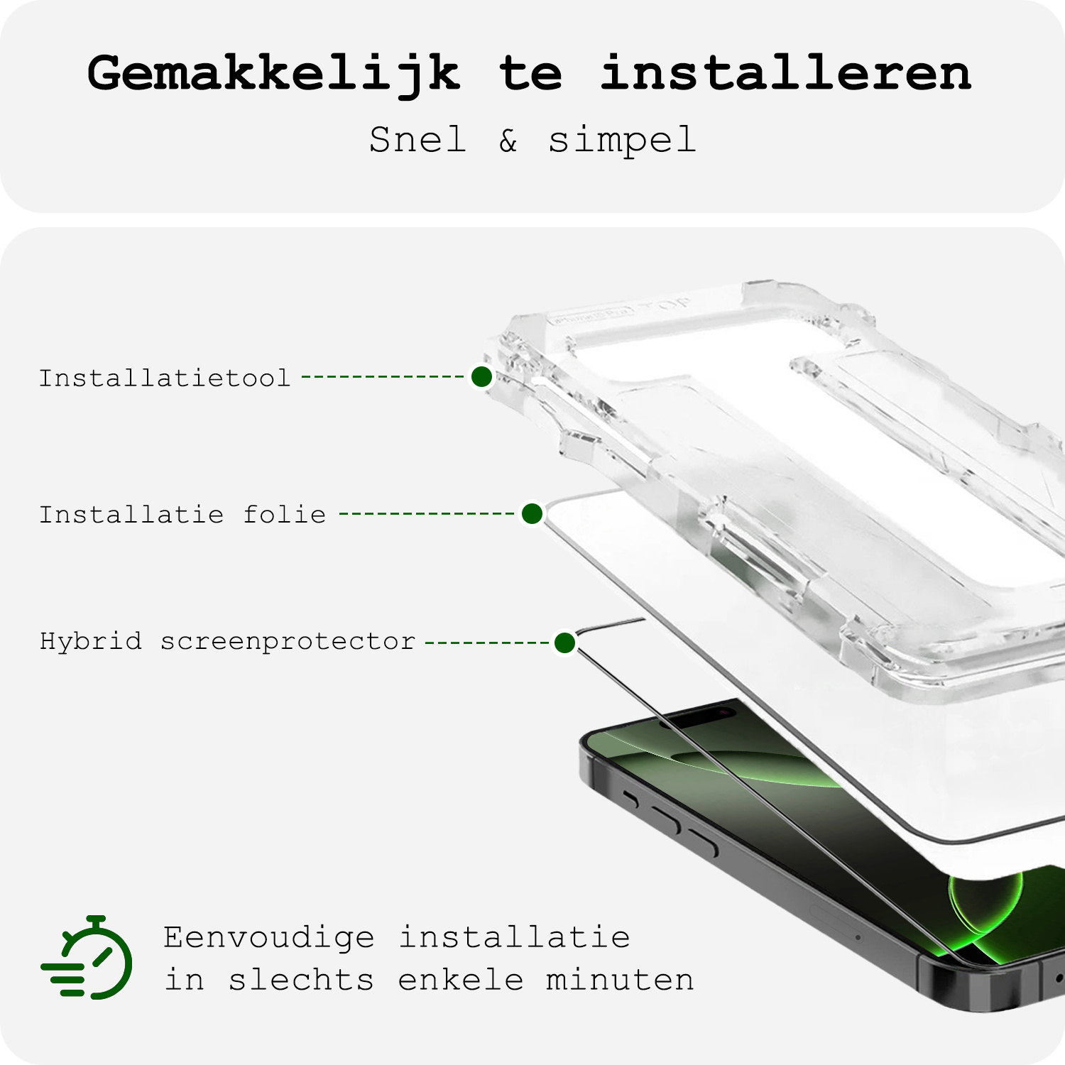 BASEY. Screenprotector Geschikt voor iPhone 16 Pro Screenprotector Met Montage Frame Beschermglas Full Cover - Screenprotector Geschikt voor iPhone 16 Pro Screen Protector Met Installatie Kit Full Cover - 3 Stuks