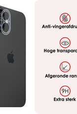 NoXx Screenprotector Geschikt voor iPhone 16 Plus Camera Screenprotector Gehard Glas - Screenprotector Geschikt voor iPhone 16 Plus Screenprotector Camera Tempered Glass - 2x