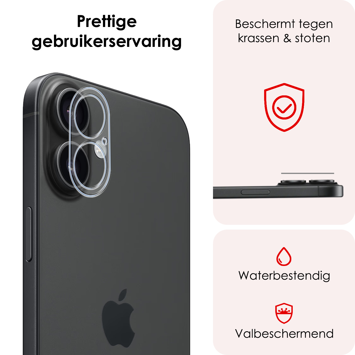 NoXx Screenprotector Geschikt voor iPhone 16 Plus Camera Screenprotector Gehard Glas - Screenprotector Geschikt voor iPhone 16 Plus Screenprotector Camera Tempered Glass - 2x