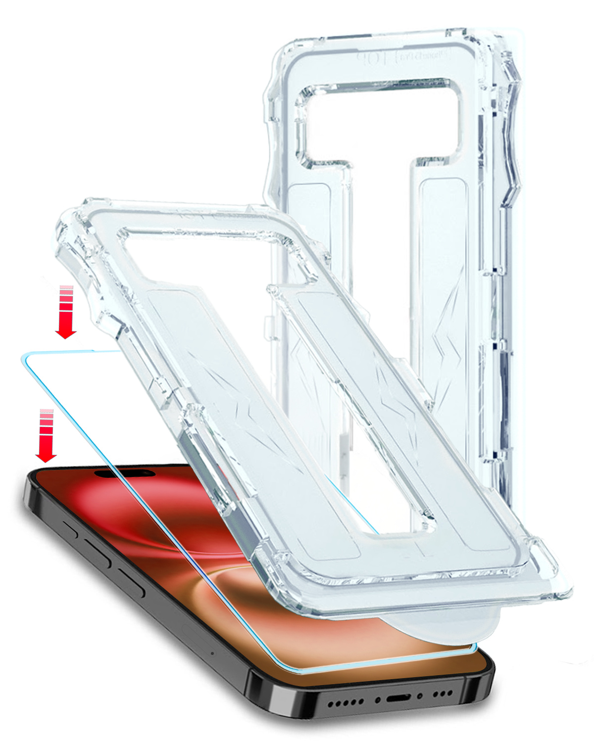 NoXx Screenprotector Geschikt voor iPhone 16 Screenprotector Met Montage Frame Hybrid Flexibel Glass Full Cover