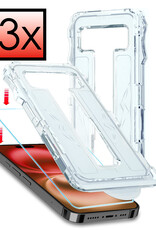 NoXx Screenprotector Geschikt voor iPhone 16 Screenprotector Met Montage Frame Hybrid Flexibel Glass Full Cover - 3x