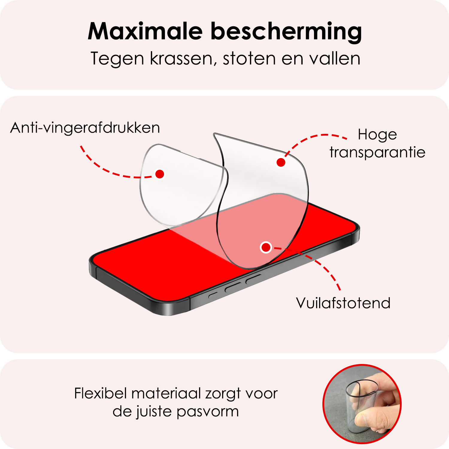 NoXx Screenprotector Geschikt voor iPhone 16 Screenprotector Met Montage Frame Hybrid Flexibel Glass Full Cover - 3x