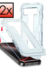 NoXx Screenprotector Geschikt voor iPhone 16 Pro Screenprotector Met Montage Frame Hybrid Flexibel Glass Full Cover - 2x