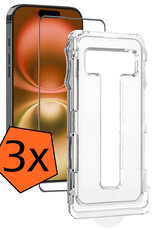 Nomfy Screenprotector - Geschikt voor iPhone 16 Screenprotector Met Installatie Kit Bescherm Glas - Screenprotector Geschikt voor iPhone 16 Screen Protector Met Montage Frame Flexibel Glas Full Cover - 3 PACK