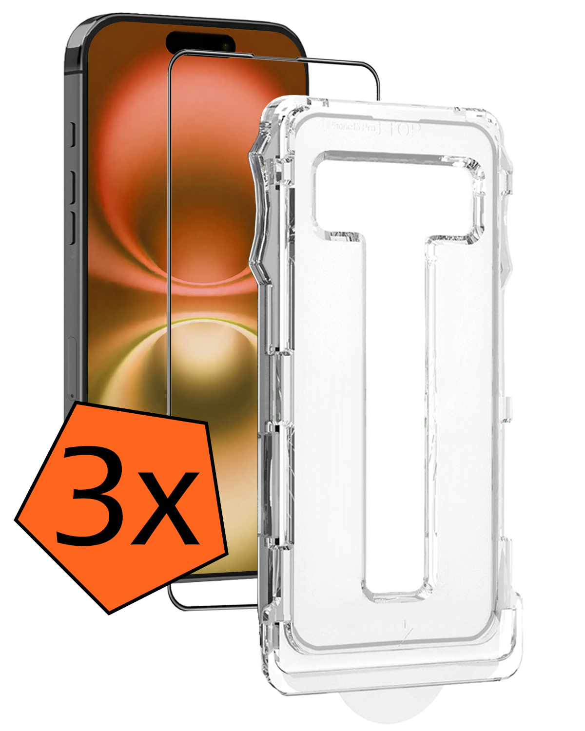 Nomfy Screenprotector - Geschikt voor iPhone 16 Screenprotector Met Installatie Kit Bescherm Glas - Screenprotector Geschikt voor iPhone 16 Screen Protector Met Montage Frame Flexibel Glas Full Cover - 3 PACK