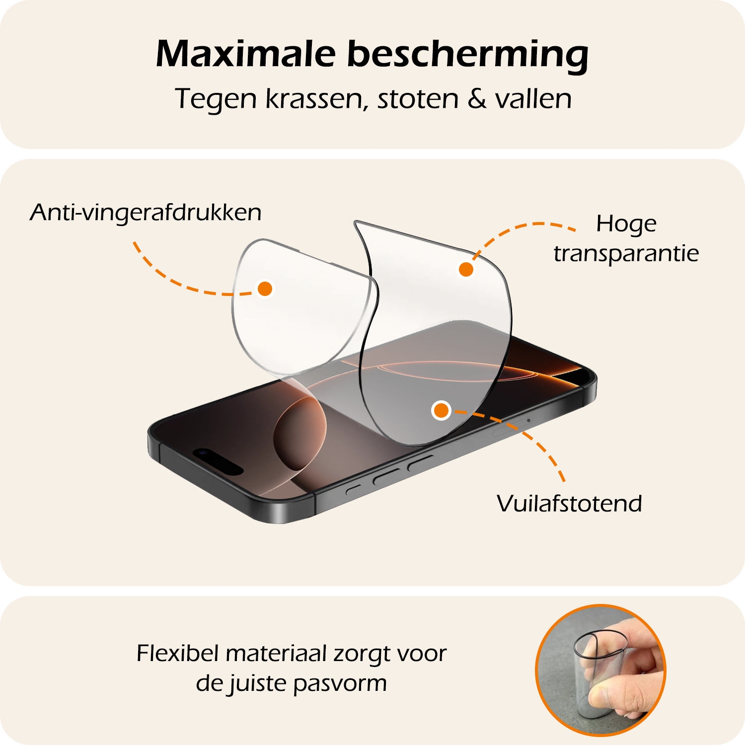 Nomfy Screenprotector - Geschikt voor iPhone 16 Pro Screenprotector Met Installatie Kit Bescherm Glas - Screenprotector Geschikt voor iPhone 16 Pro Screen Protector Met Montage Frame Flexibel Glas Full Cover