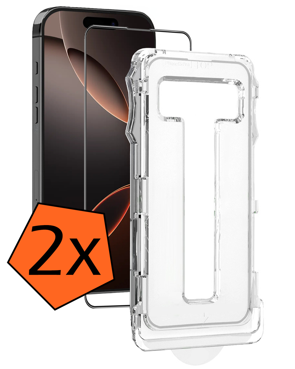 Nomfy Screenprotector - Geschikt voor iPhone 16 Pro Screenprotector Met Installatie Kit Bescherm Glas - Screenprotector Geschikt voor iPhone 16 Pro Screen Protector Met Montage Frame Flexibel Glas Full Cover - 2 PACK