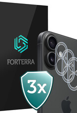 Forterra Camera Bescherming Geschikt voor iPhone 16 Camera Protector Glas - Lens Protector Geschikt voor iPhone 16 Screenprotector Camera Protector Gehard Glas - 3 PACK