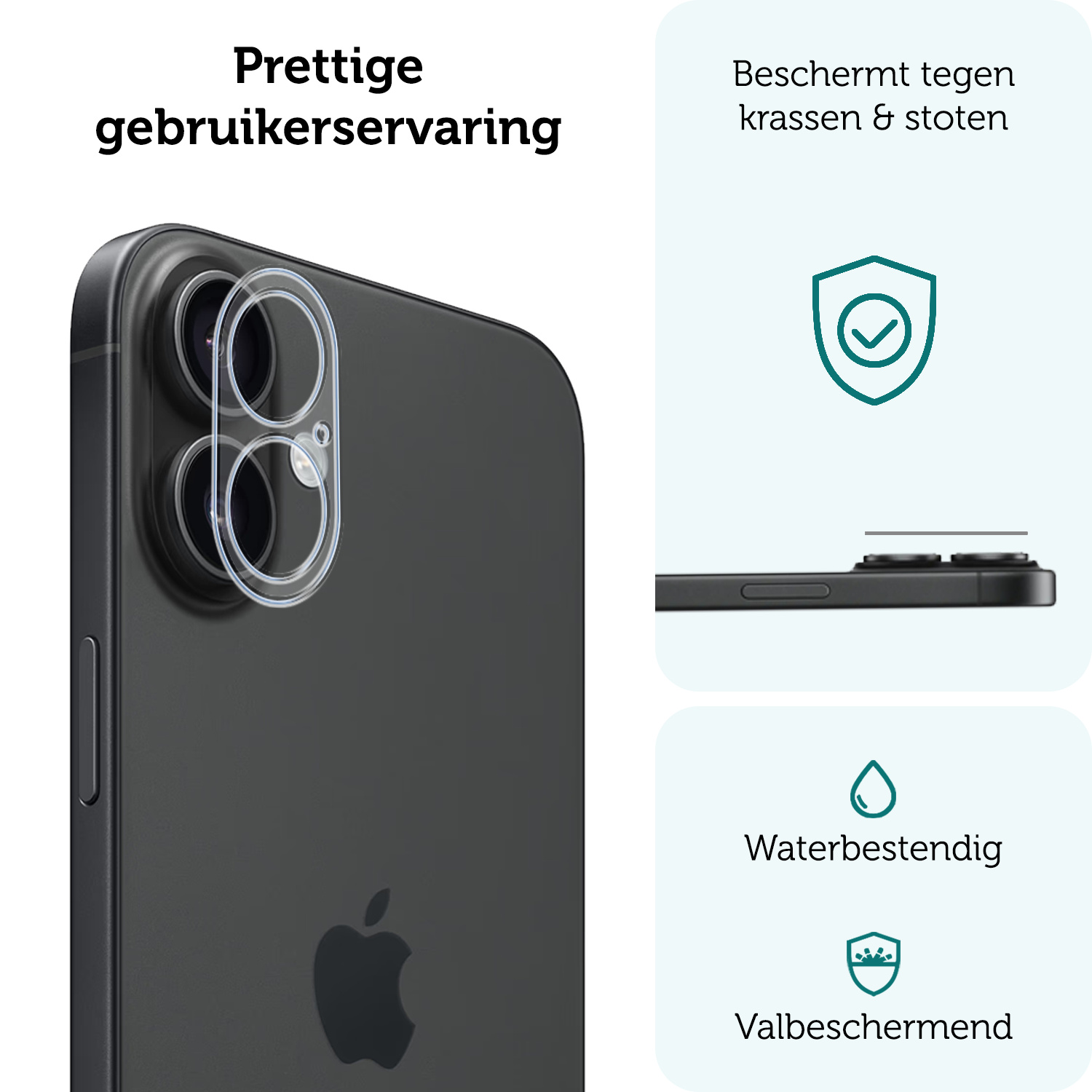 Forterra Camera Bescherming Geschikt voor iPhone 16 Plus Camera Protector Glas - Lens Protector Geschikt voor iPhone 16 Plus Screenprotector Camera Protector Gehard Glas