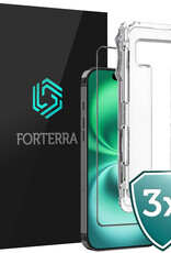 Forterra Screenprotector Geschikt voor iPhone 16 Screenprotector Met Installatie Kit Flexibel Hybrid Full Cover - Screen Protector Geschikt voor iPhone 16 Screenprotector Met Montage Frame Buigbaar Glas - 3 PACK