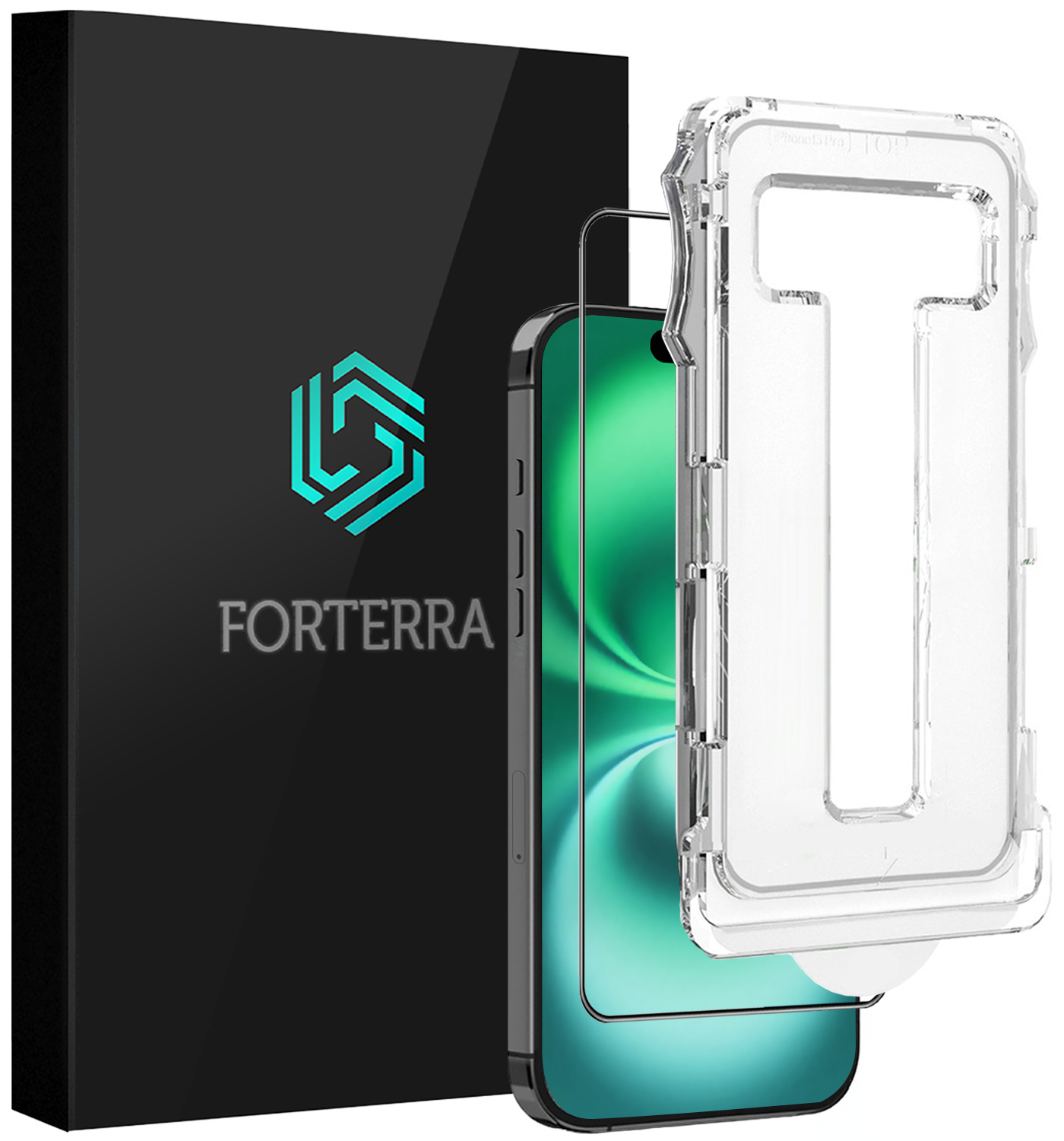 Forterra Screenprotector Geschikt voor iPhone 16 Plus Screenprotector Met Installatie Kit Flexibel Hybrid Full Cover - Screen Protector Geschikt voor iPhone 16 Plus Screenprotector Met Montage Frame Buigbaar Glas
