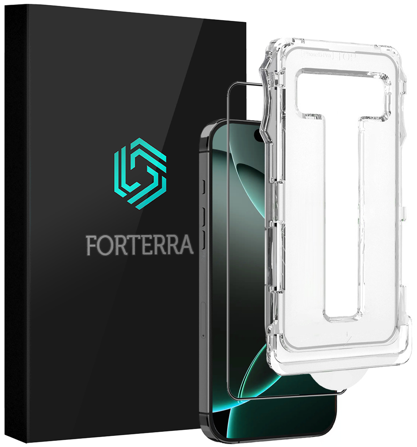 Forterra Screenprotector Geschikt voor iPhone 16 Pro Screenprotector Met Installatie Kit Flexibel Hybrid Full Cover - Screen Protector Geschikt voor iPhone 16 Pro Screenprotector Met Montage Frame Buigbaar Glas