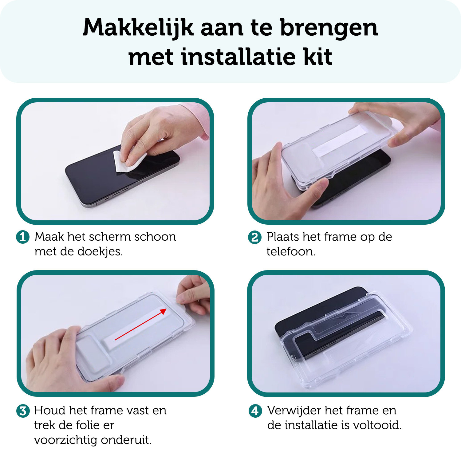 Forterra Screenprotector Geschikt voor iPhone 16 Pro Screenprotector Met Installatie Kit Flexibel Hybrid Full Cover - Screen Protector Geschikt voor iPhone 16 Pro Screenprotector Met Montage Frame Buigbaar Glas