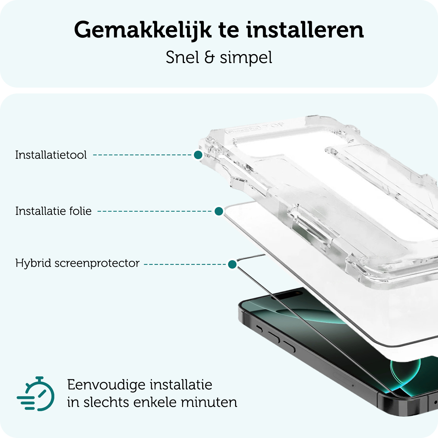 Forterra Screenprotector Geschikt voor iPhone 16 Pro Screenprotector Met Installatie Kit Flexibel Hybrid Full Cover - Screen Protector Geschikt voor iPhone 16 Pro Screenprotector Met Montage Frame Buigbaar Glas