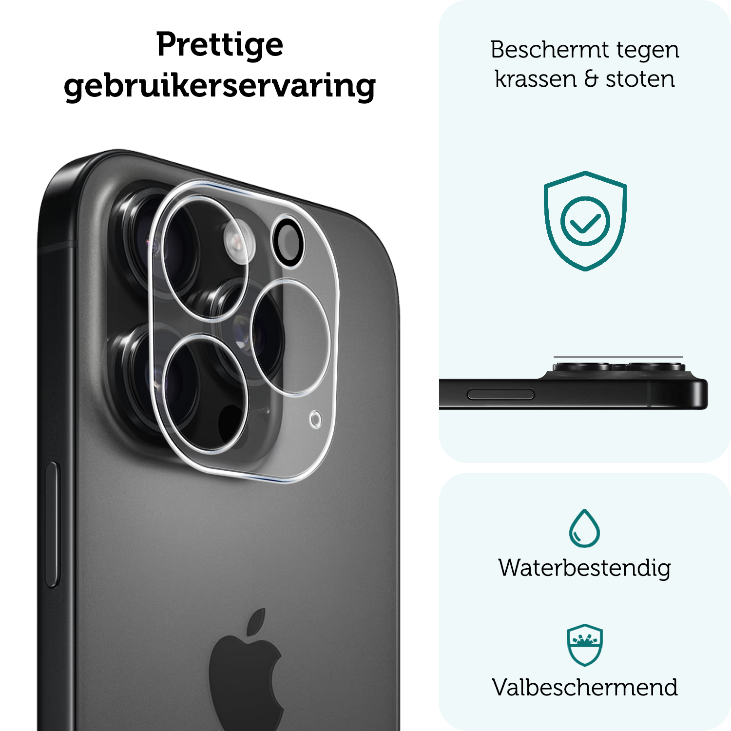 Forterra Camera Bescherming Geschikt voor iPhone 16 Pro Max Camera Protector Glas - Lens Protector Geschikt voor iPhone 16 Pro Max Screenprotector Camera Protector Gehard Glas - 3 PACK