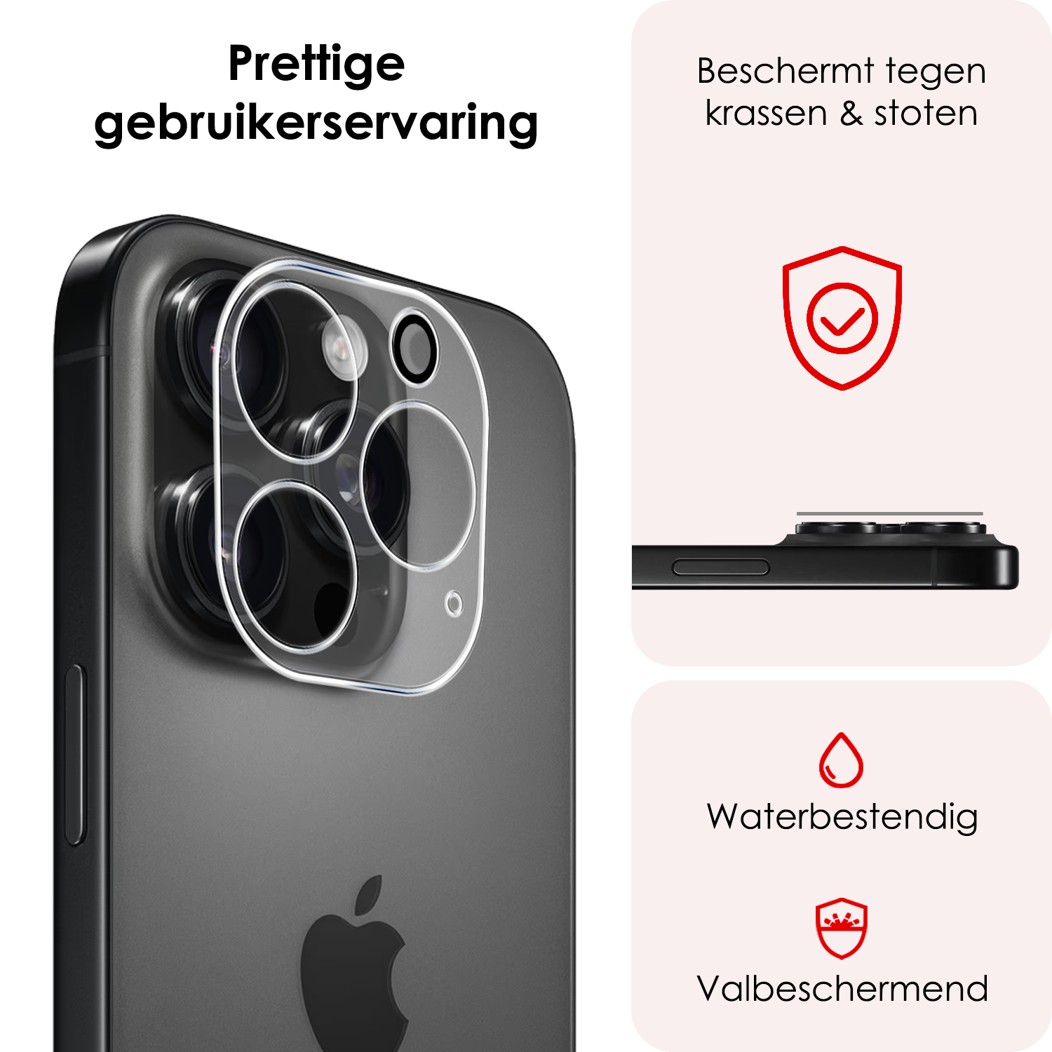 NoXx Screenprotector Geschikt voor iPhone 16 Pro Max Camera Screenprotector Gehard Glas - Screenprotector Geschikt voor iPhone 16 Pro Max Screenprotector Camera Tempered Glass - 3x