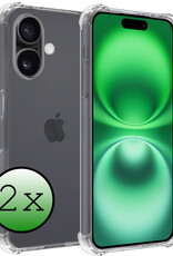 BASEY. Hoes Geschikt voor iPhone 16 Hoesje Shock Proof Case Hoes Siliconen - Hoesje Geschikt voor iPhone 16 Hoes Cover Shockproof - Transparant - 2 Stuks
